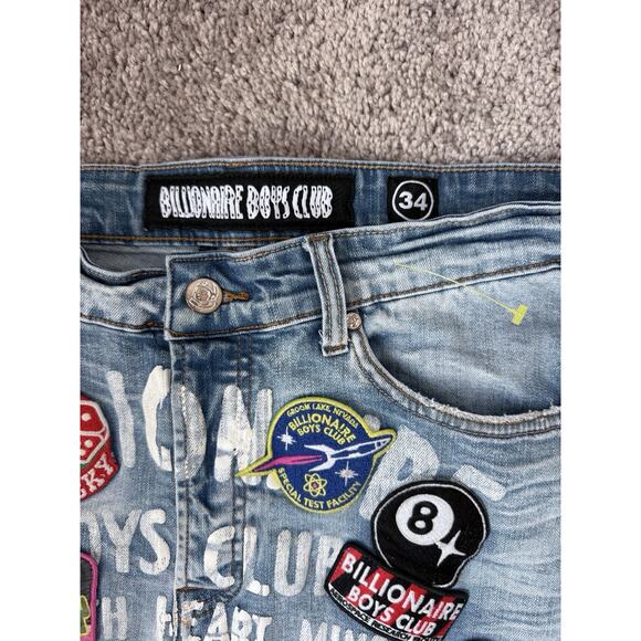 Billionaire Boys Club Light Blue Straight Jeans with Patches - Picture 3 of 10